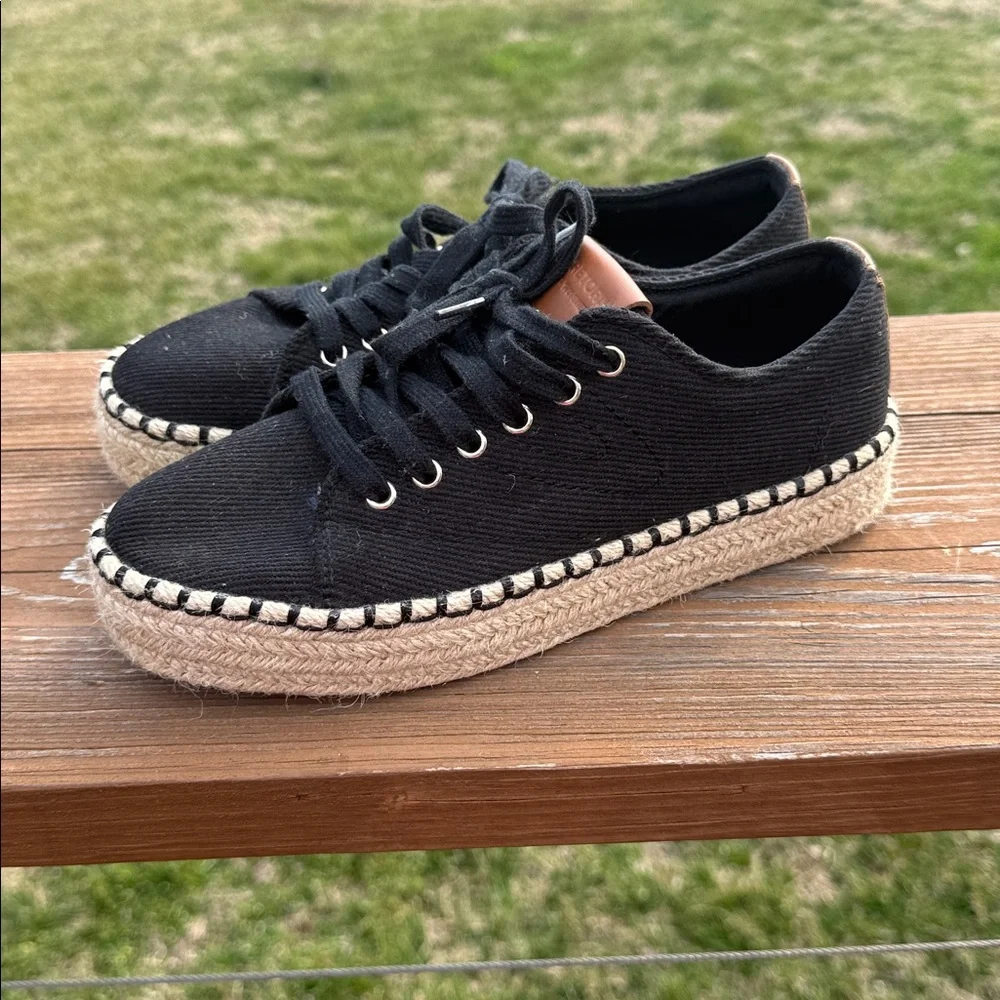 Tretorn Eve Platform Espadrille Lace Up Shoes Black 7.5
